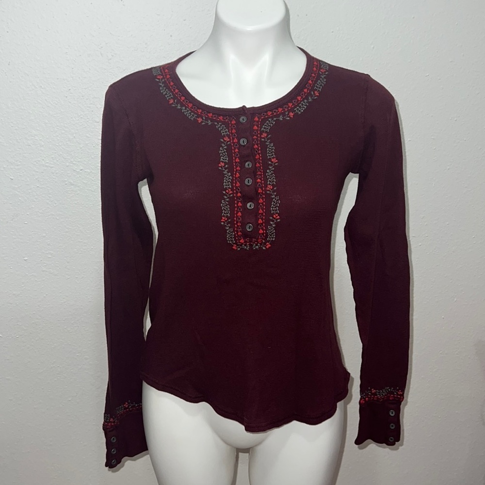 Lucky Brand Women's Novelty Henley Top Sz M
